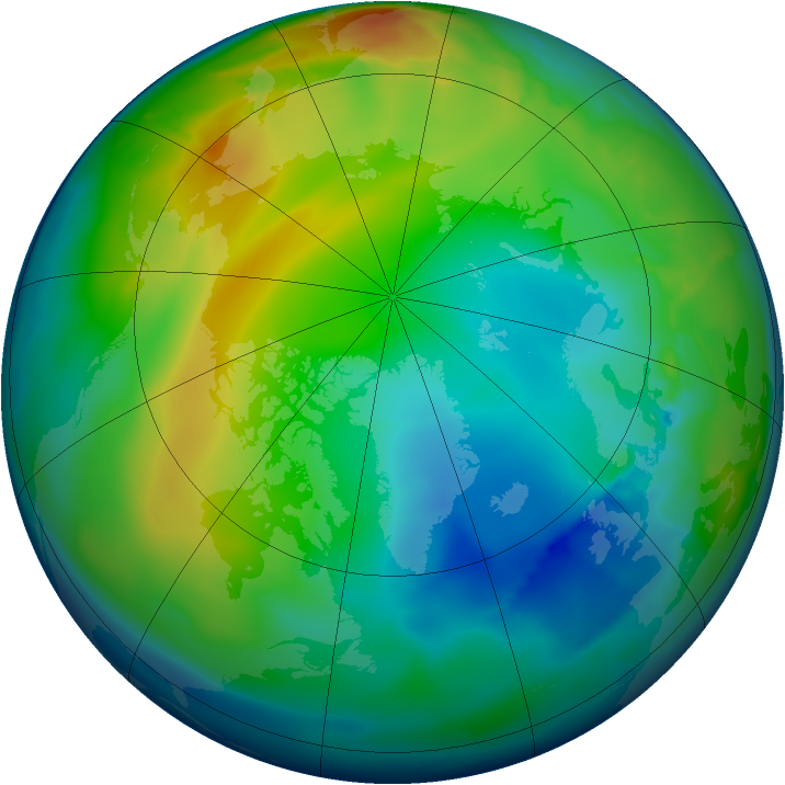Arctic ozone map for 09 December 2012